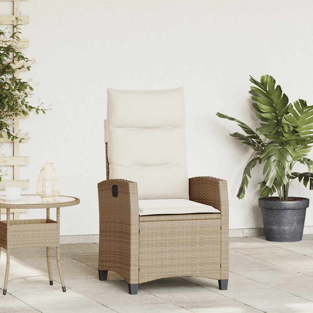 Gartensessel mit Beistelltisch Verstellbar Schwarz Poly Rattan