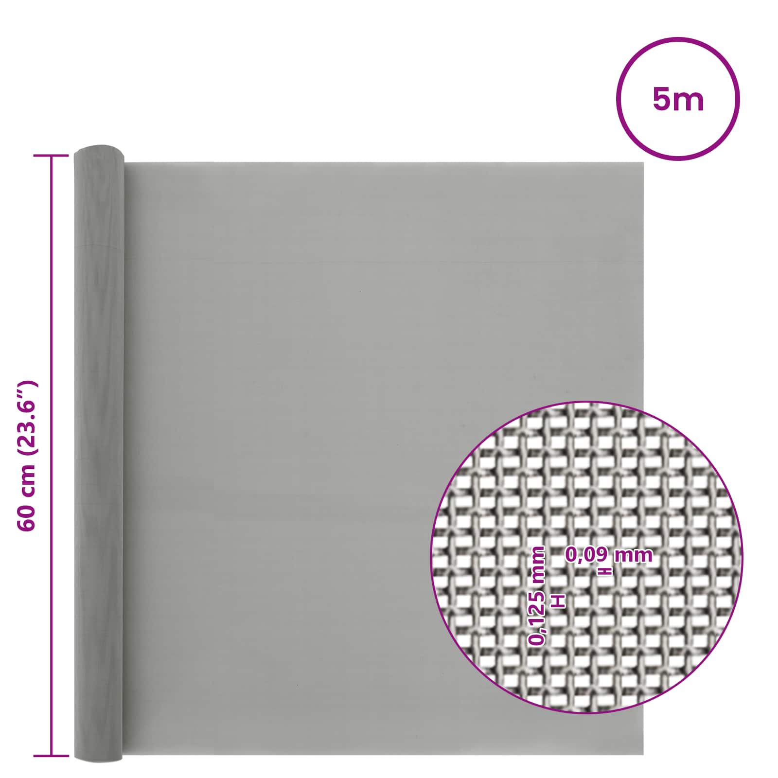 Mesh Bildschirm 20 x 500 cm 20 Mesh Edelstahl 201 Silber