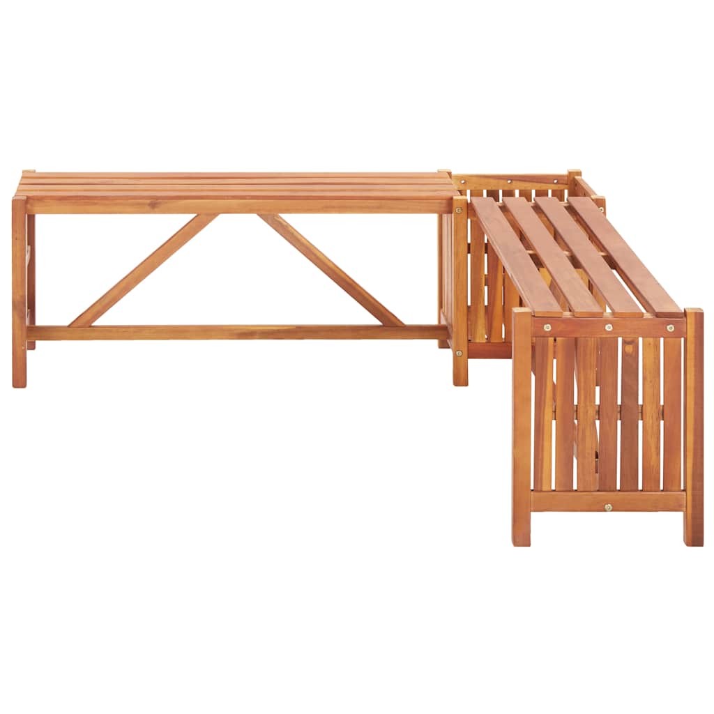 Gartenbank mit 2 Pflanzkübeln 150 cm Massivholz Akazie Grau
