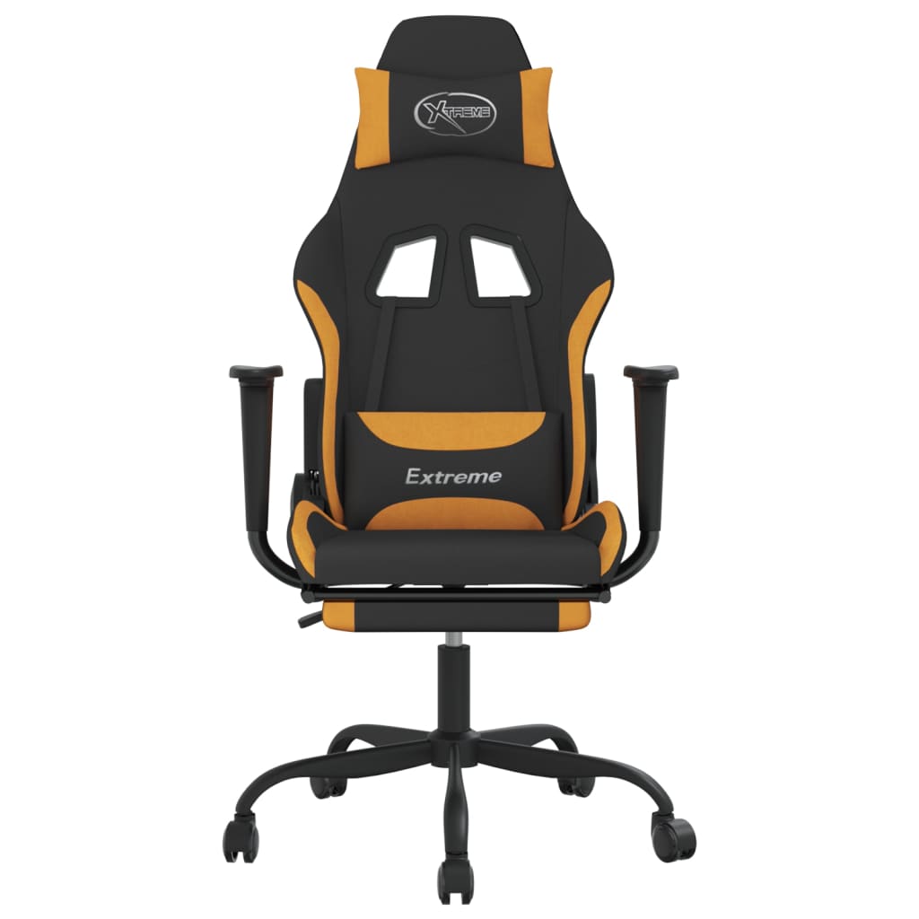 Gaming-Stuhl mit Massagefunktion Schwarz und Creme Stoff
