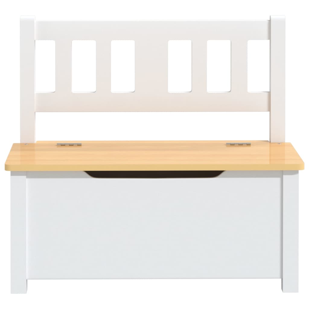 Kinderbank mit Stauraum Weiß und Grau 60x30x55 cm MDF