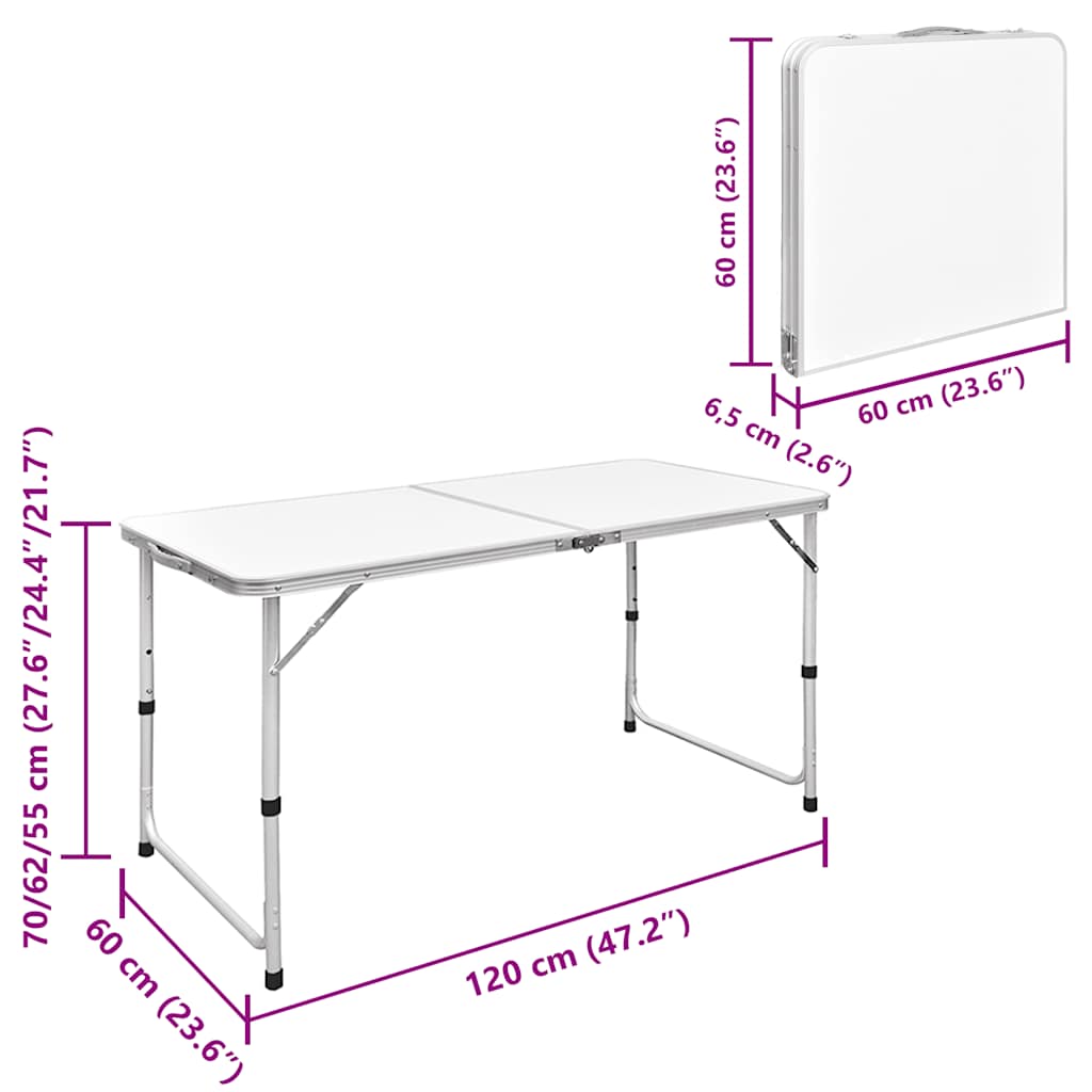 Campingtisch Klappbar Höhenverstellbar Aluminium 120x60 cm
