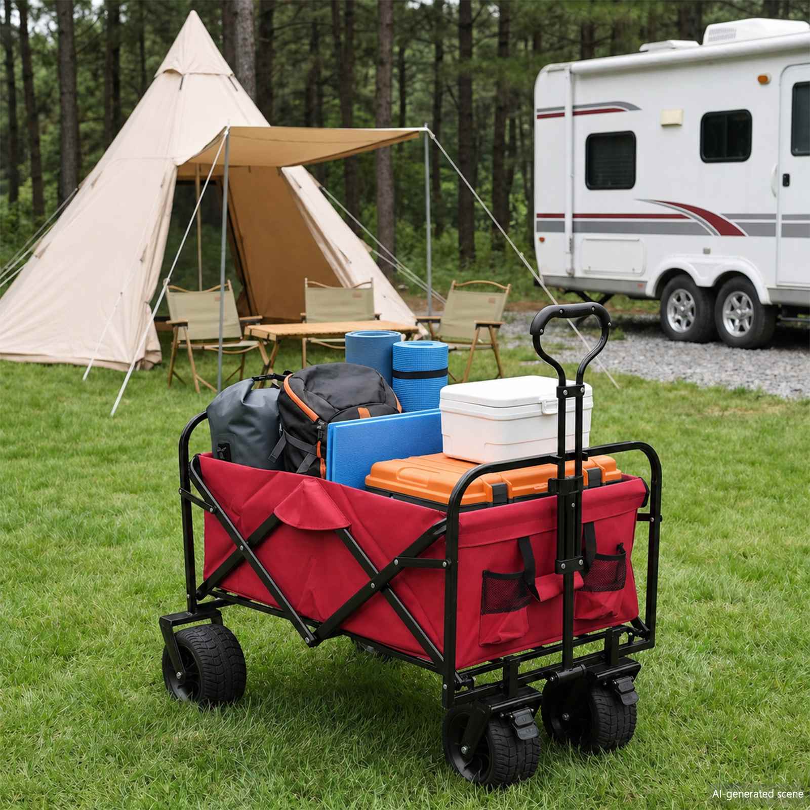 Faltwagen Blau 89 x 63 x 96 cm Stahl und Polyester-Oxford
