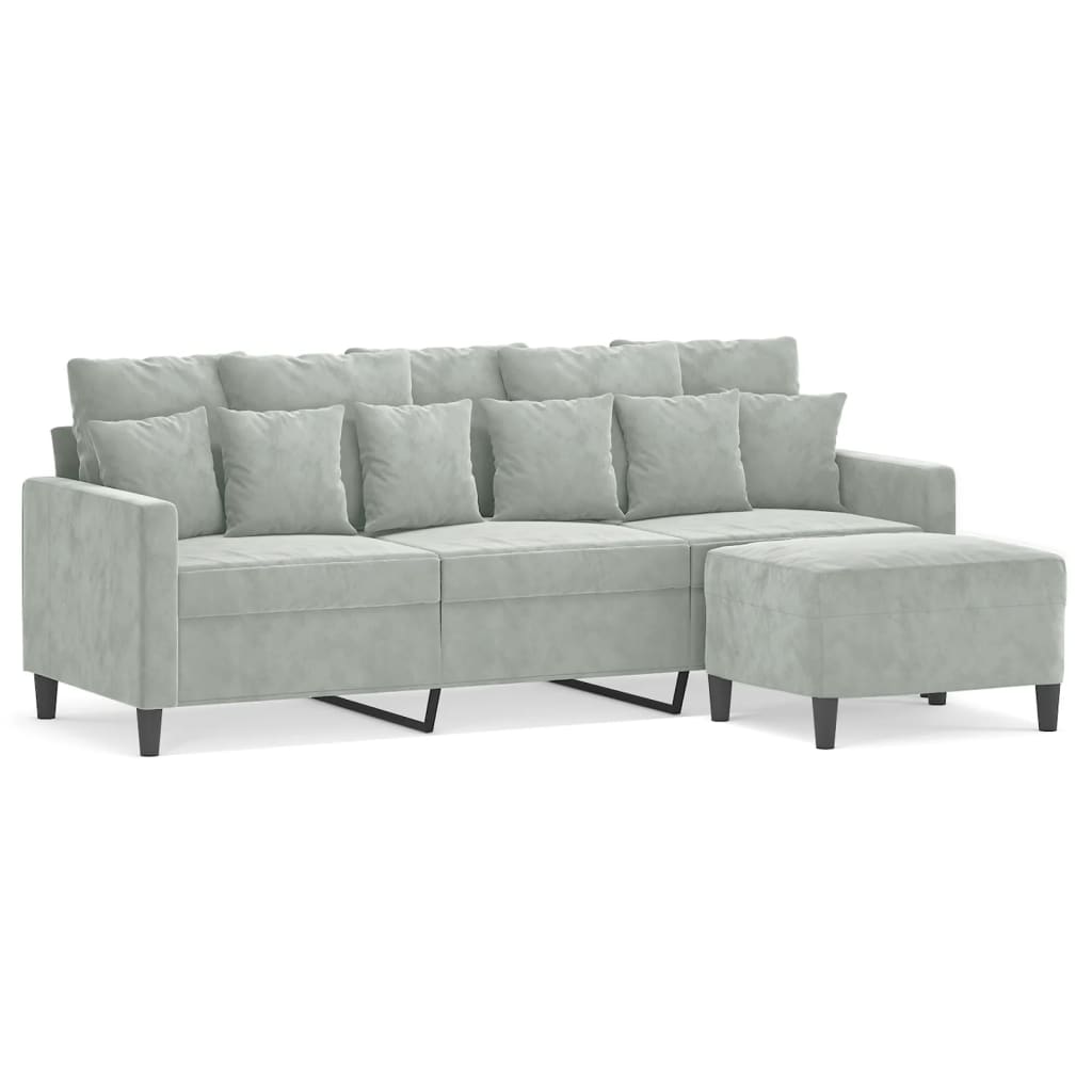 3-Sitzer-Sofa mit Hocker Rosa 180 cm Samt