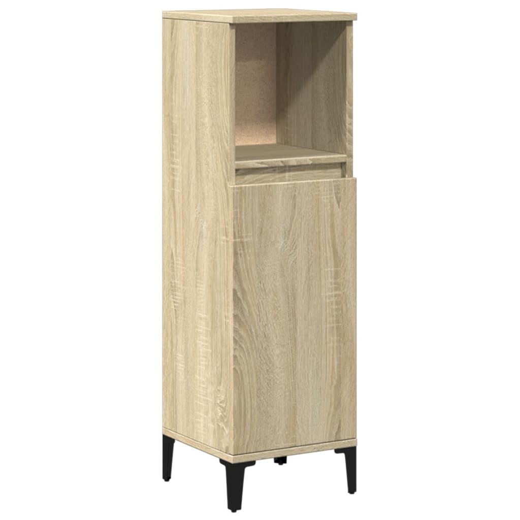 Badschrank Weiß 30x30x100 cm Holzwerkstoff