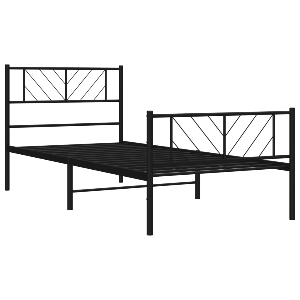 Bettgestell mit Kopfteil Metall Schwarz 100x190 cm