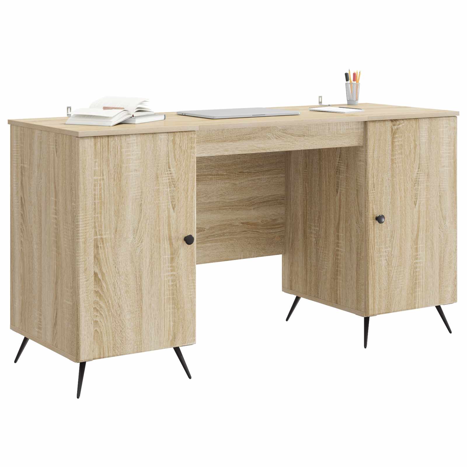 Schreibtisch mit Regal Schwarz 142,5 x 50 x 75 cm Holzwerkstoff