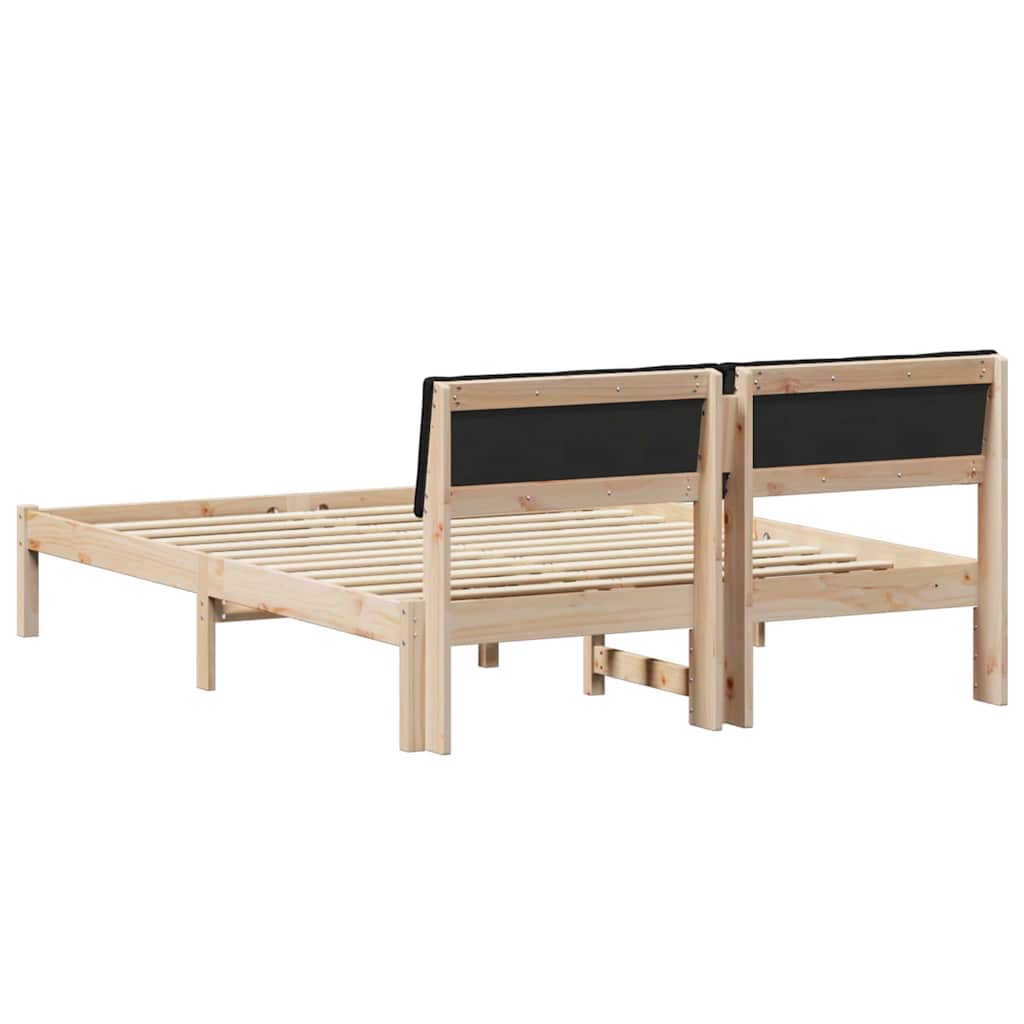 Bettgestell Braun und hellgrau 200 x 200 cm Massivholz Kiefer