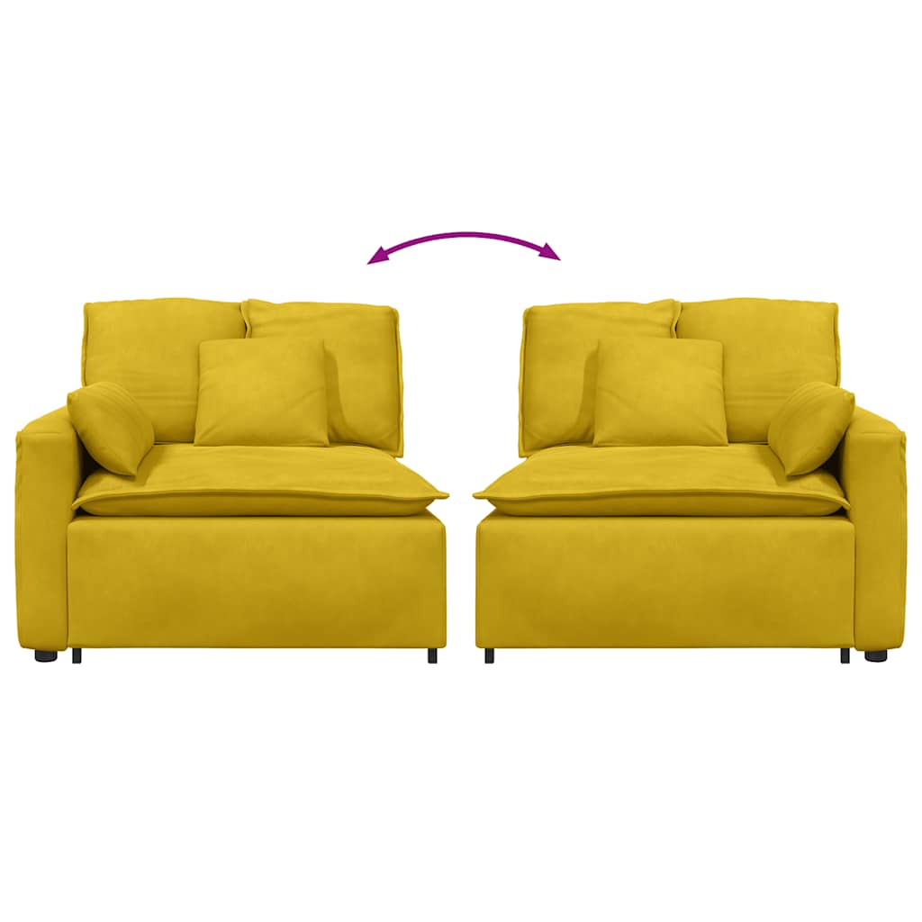 Modulares Sofa Endmodul mit Armlehne Kissen Blau 100 cm
