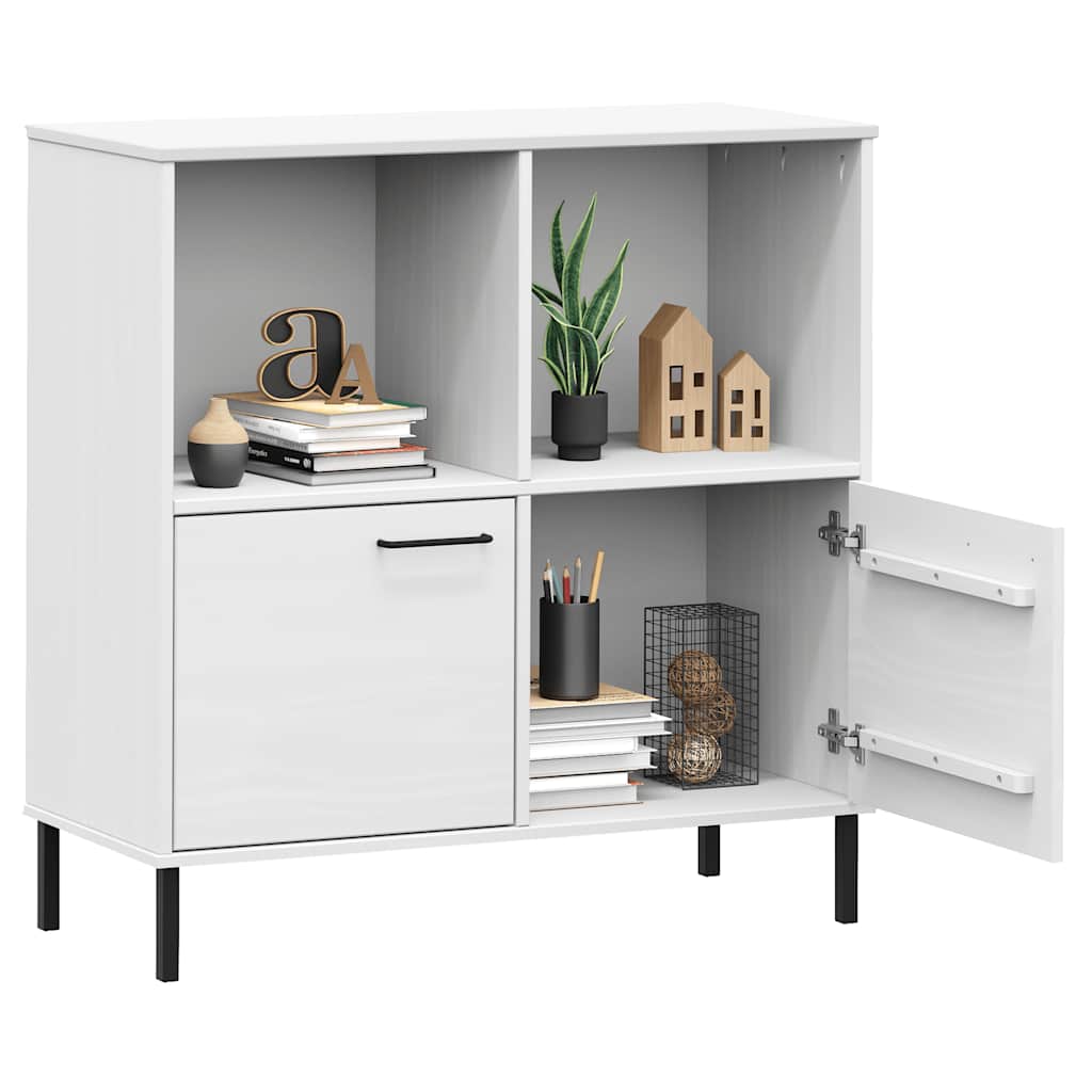 Bücherregal OSLO mit Metallbeinen Braun 90x35x90,5cm Massivholz