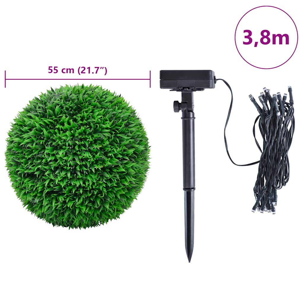 Künstliche Buchsbaumkugeln mit LED-Leuchten 4 Stk. Grün 15 cm