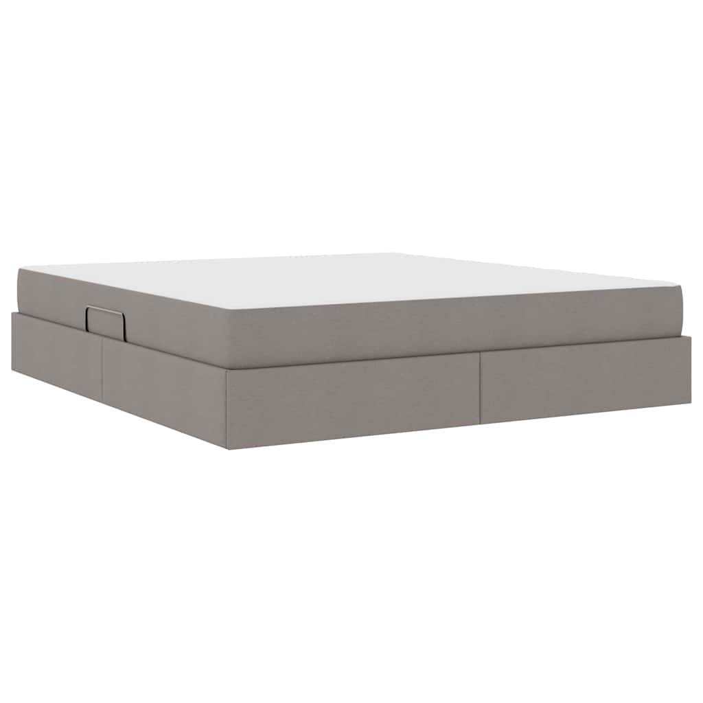 Aufbewahrungsbett mit Matratze Hellgrau 90 x 190 cm Polyester