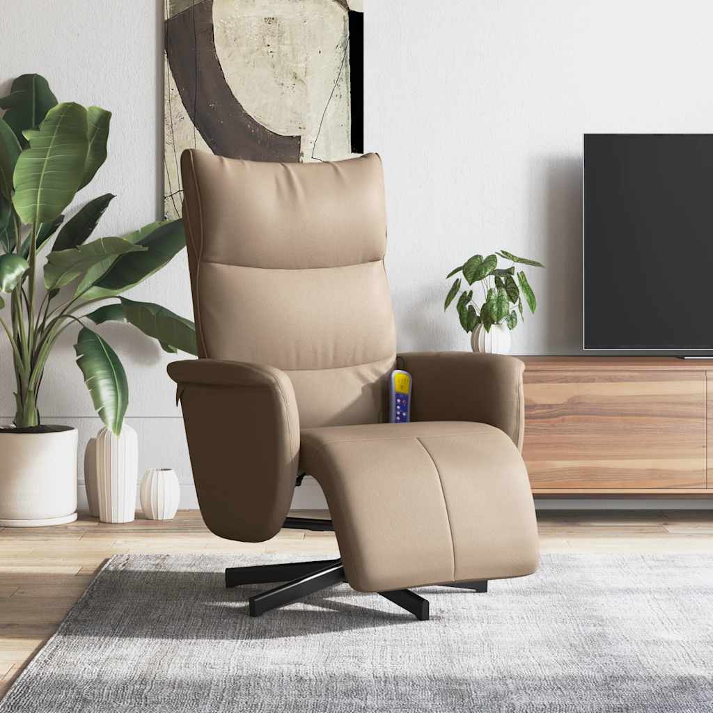 Massagesessel mit Fußteil Creme Kunstleder