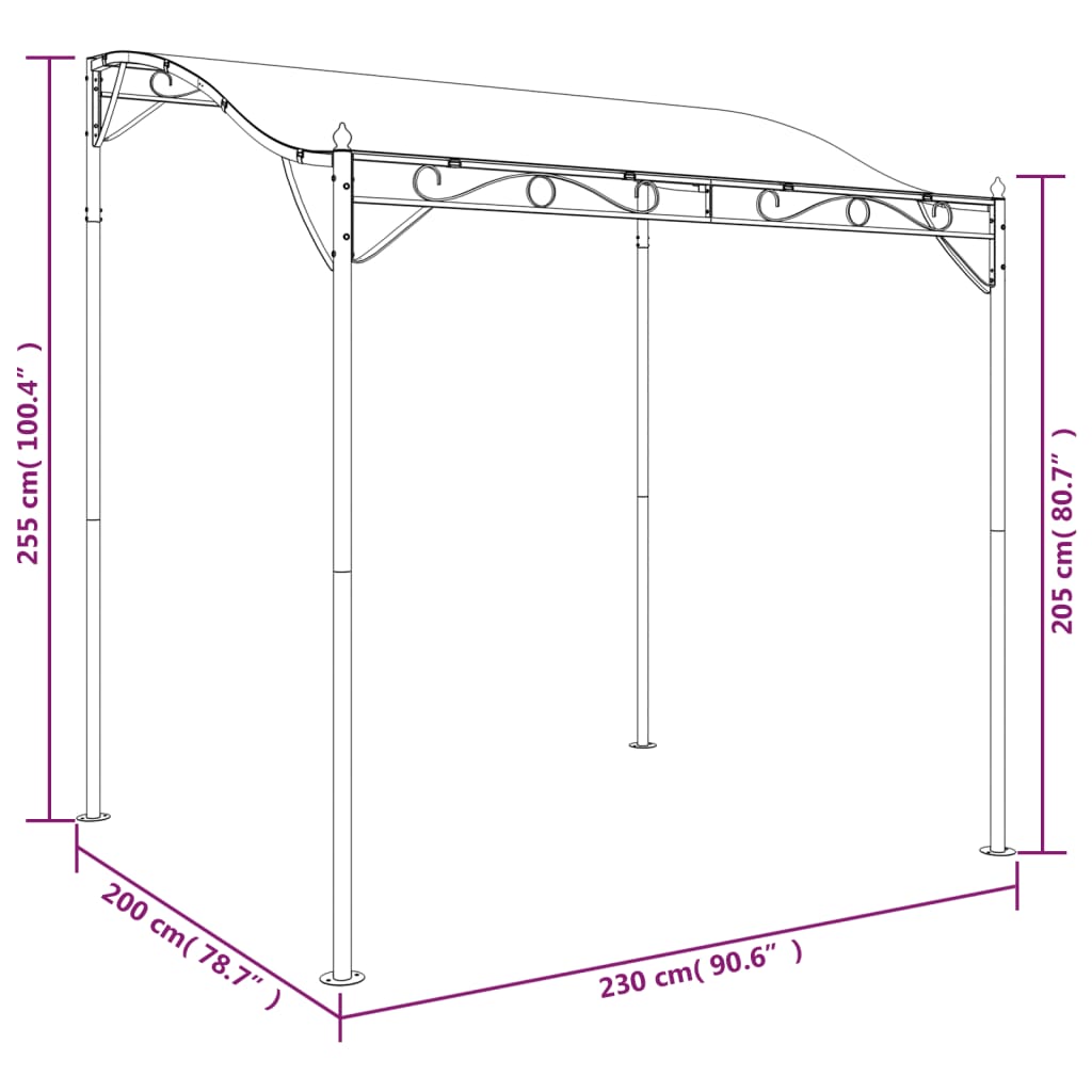 Markise Creme 2x2,3 m 180 g/m² Stoff und Stahl