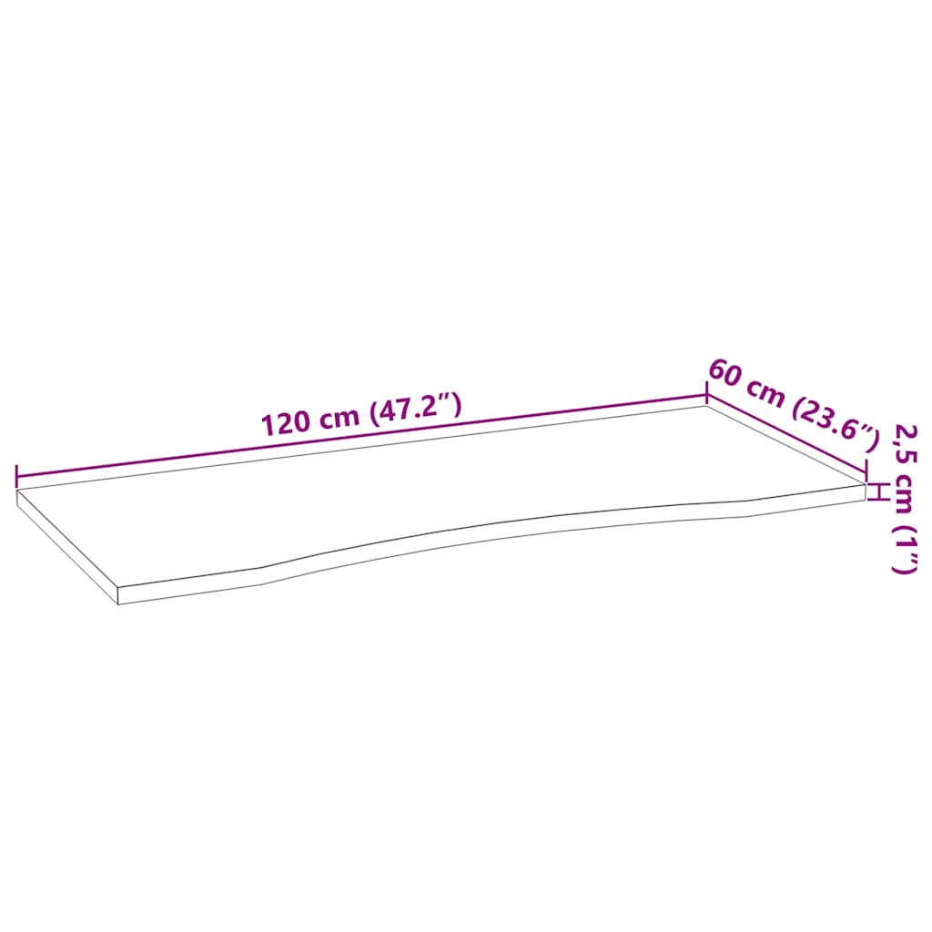 Schreibtischplatte Unbehandelt 80x50x2,5 cm Massivholz Eiche
