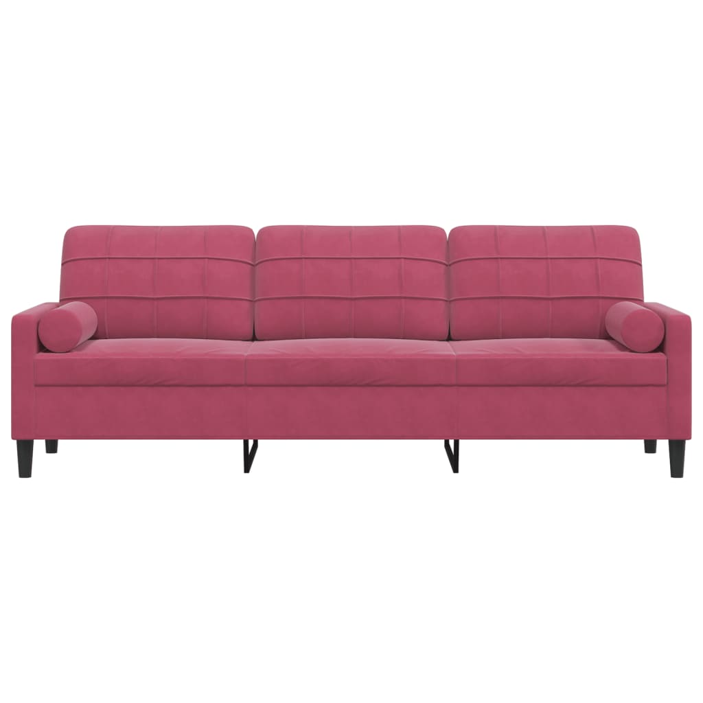 2-Sitzer-Sofa mit Zierkissen Hellgrau 120 cm Samt