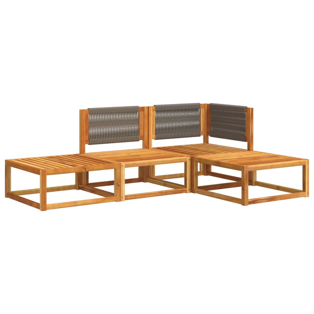 6-tlg. Gartensofa-Set mit Kissen Holz Akazie & Seil