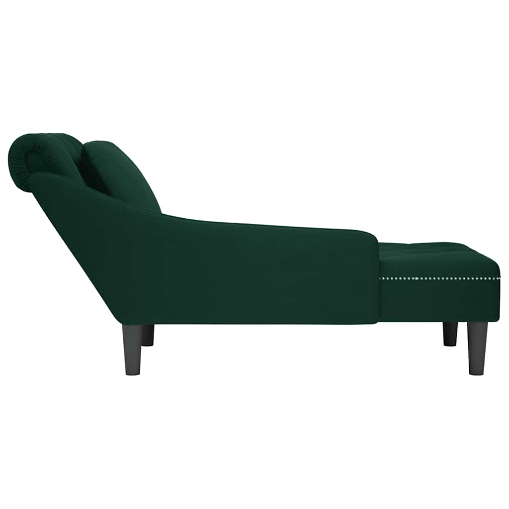 Chaiselongue mit Kissen und Rechter Armlehne Blau Samt