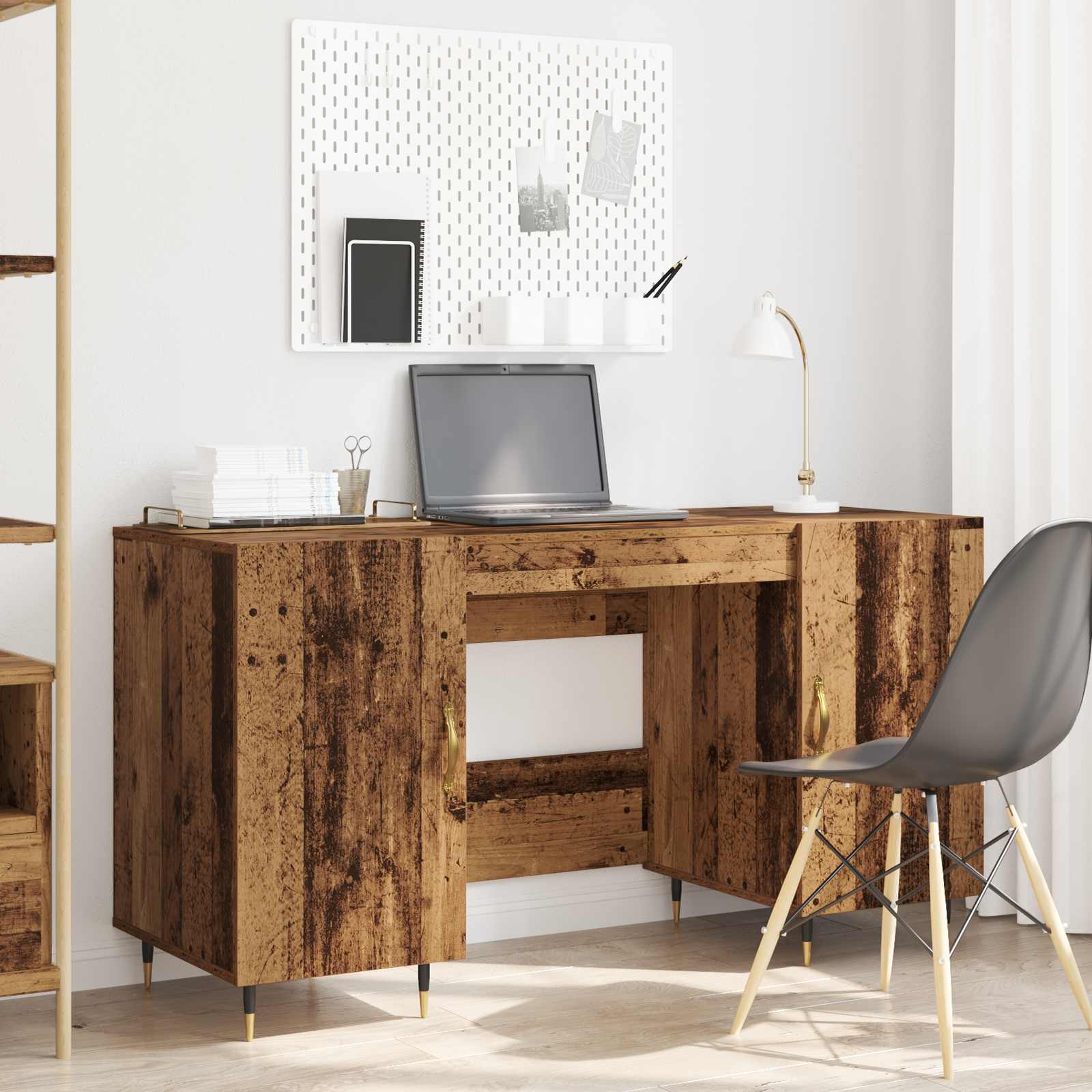 Schreibtisch Betongrau 140x50x75 cm Holzwerkstoff