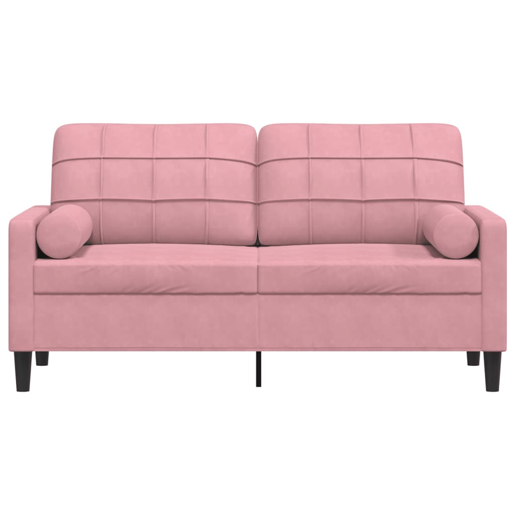 2-Sitzer-Sofa mit Zierkissen Hellgrau 120 cm Samt