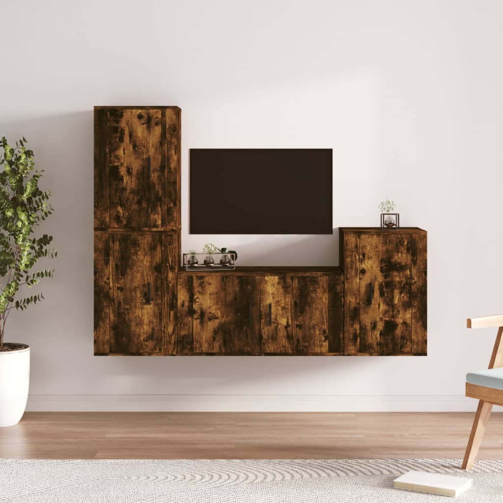 4-tlg. TV-Schrank-Set Hochglanz-Weiß Holzwerkstoff