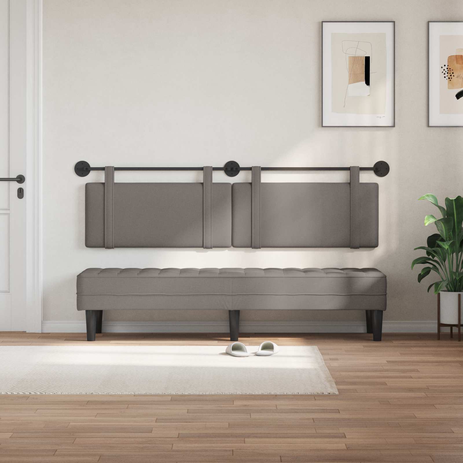 Hängendes Kopfteil Mit LED Licht Wolkengrau Stoff