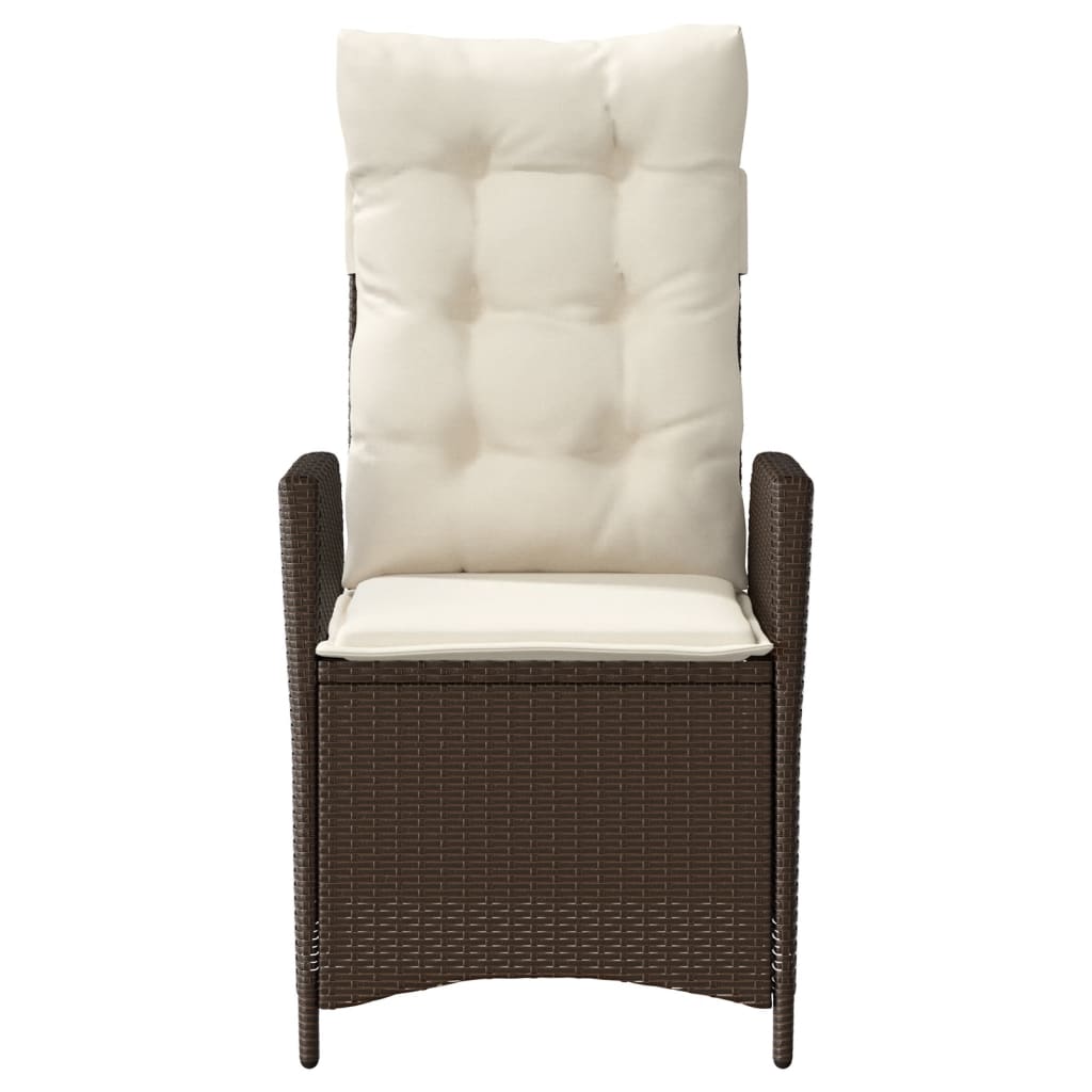 Gartensessel Verstellbar mit Kissen Schwarz Poly Rattan