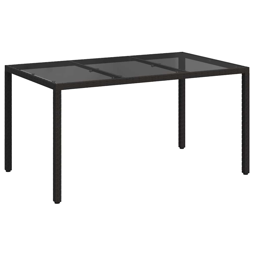 Gartentisch 150x90x75 cm Hartglas und Poly Rattan Grau