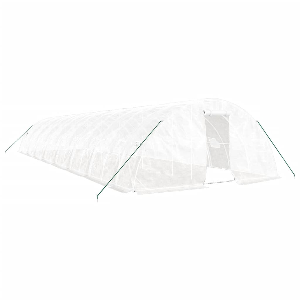 Gewächshaus mit Stahlrahmen Weiß 40 m² 8x5x2,3 m