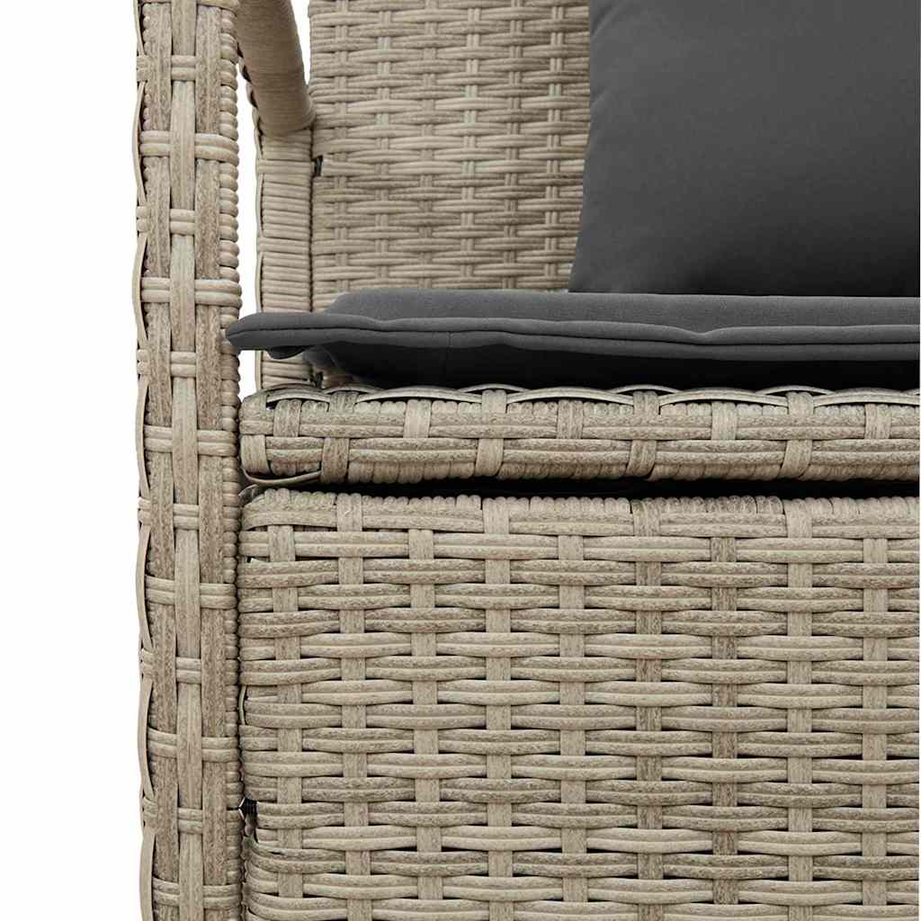 Gartenbank mit Stauraum und Kissen Schwarz Poly Rattan