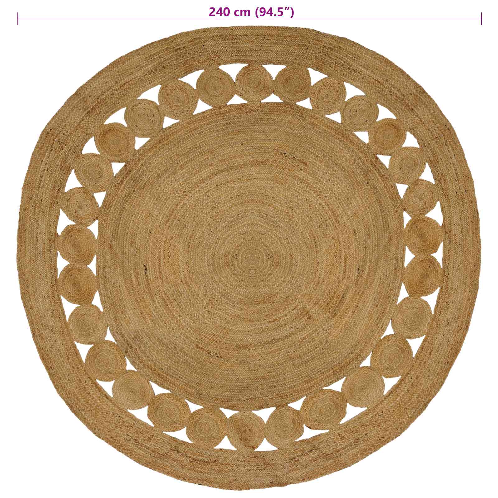 Bereichsteppiche Natur Ø 120 cm Jute