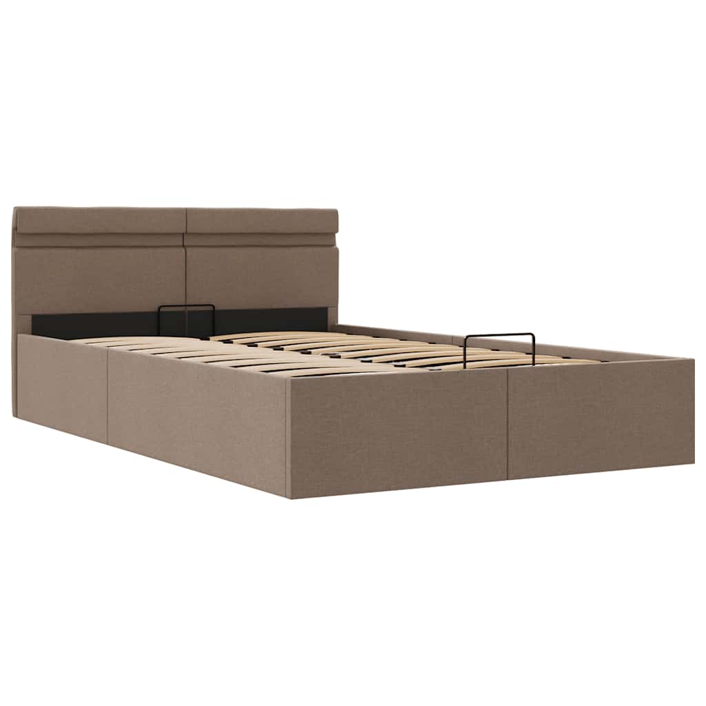 Bett mit Bettkasten Hydraulisch LED Dunkelgrau Stoff 90x200 cm