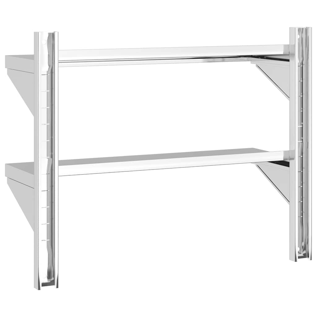 Wandregal mit 2 Böden 100x40x60 cm Silbern Edelstahl