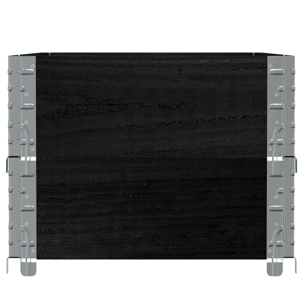 Paletten-Aufsatzrahmen Schwarz 80x60 cm Massivholz Kiefer