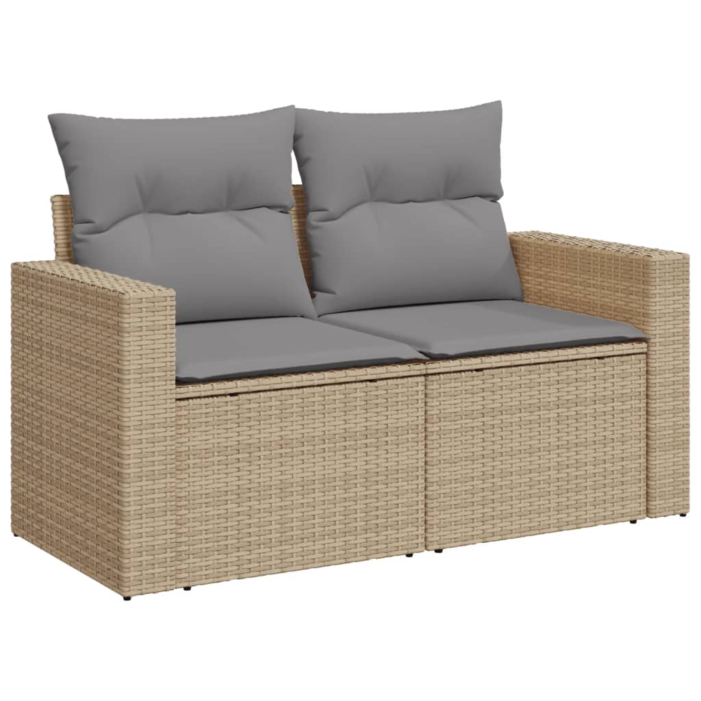 10-tlg. Garten-Sofagarnitur mit Kissen Schwarz Poly Rattan