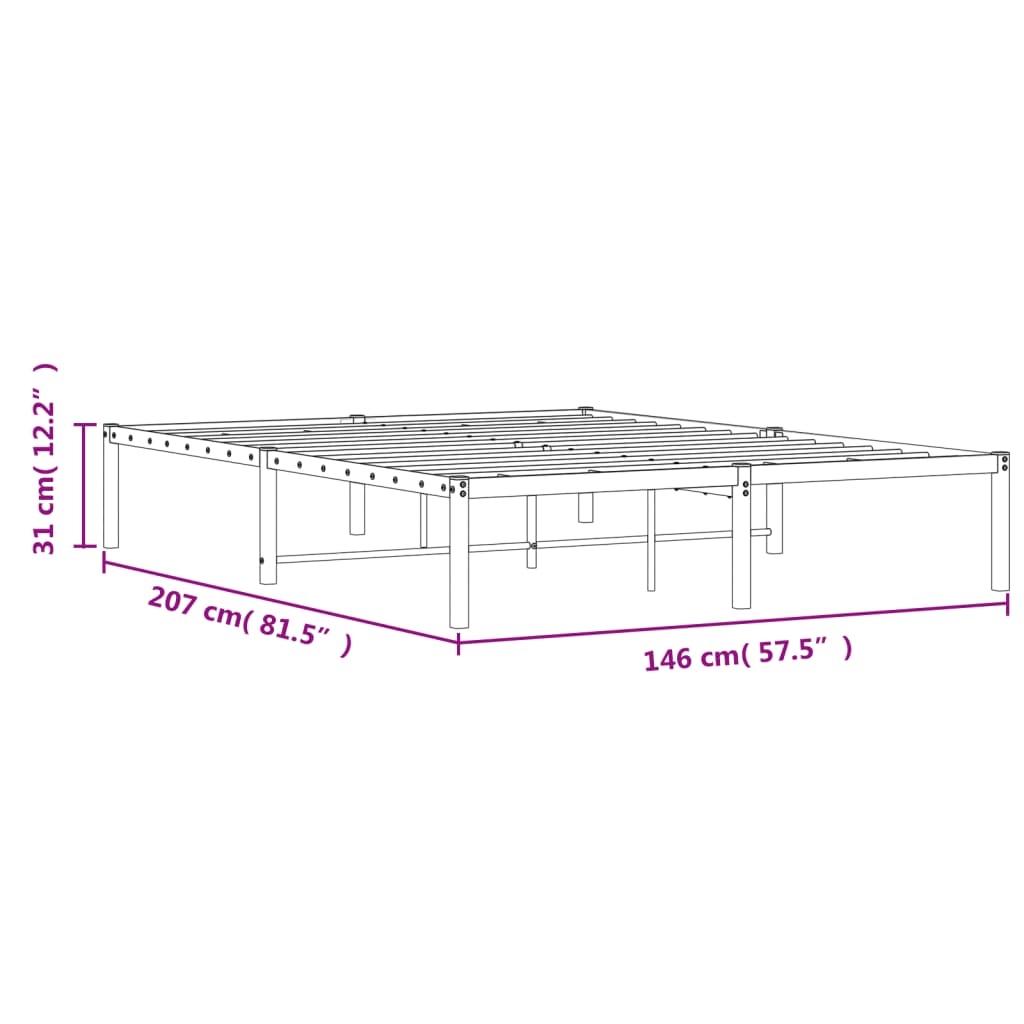 Bettgestell Metall Schwarz 75x190 cm