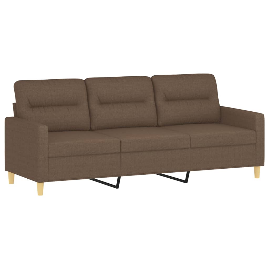 3-tlg. Sofagarnitur mit Kissen Taupe Stoff