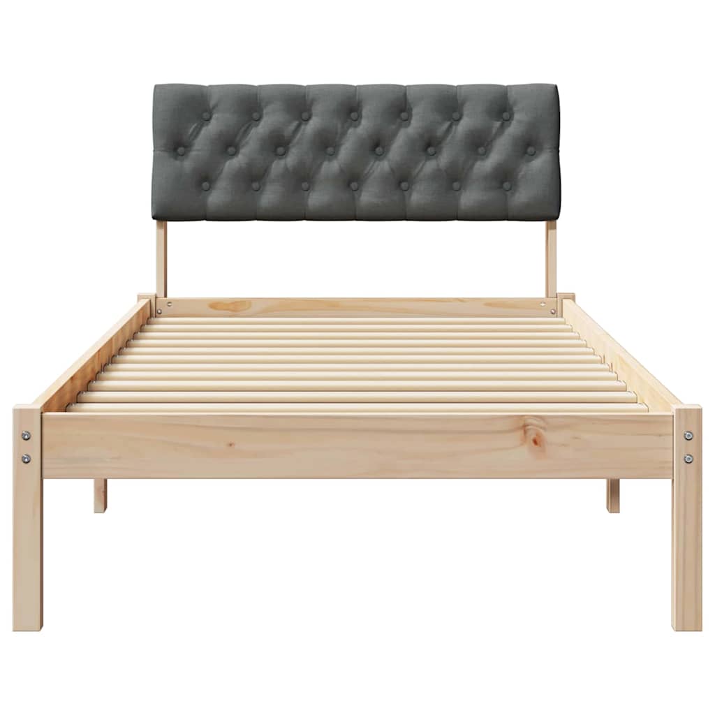 Bettgestell Braun und hellgrau 200 x 200 cm Massivholz Kiefer