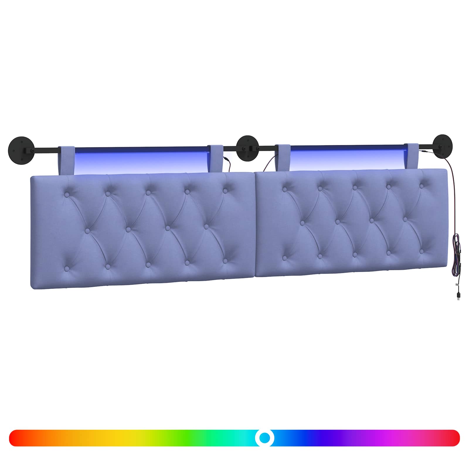 Hängendes Kopfteil Mit LED Licht Wolkengrau Stoff