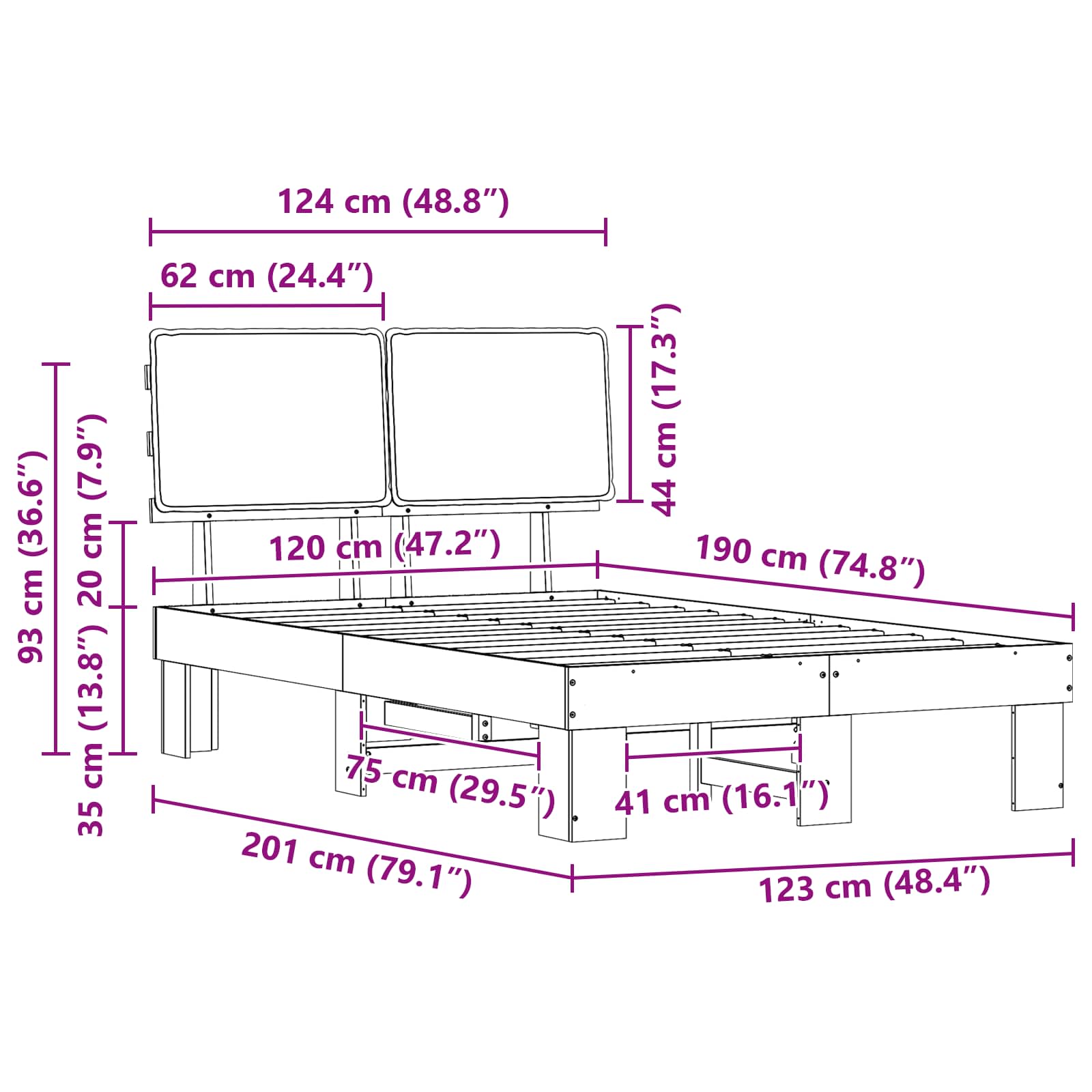 Bettgestell mit gepolstertem Kopfteil Hellgrau 200 x 200 cm