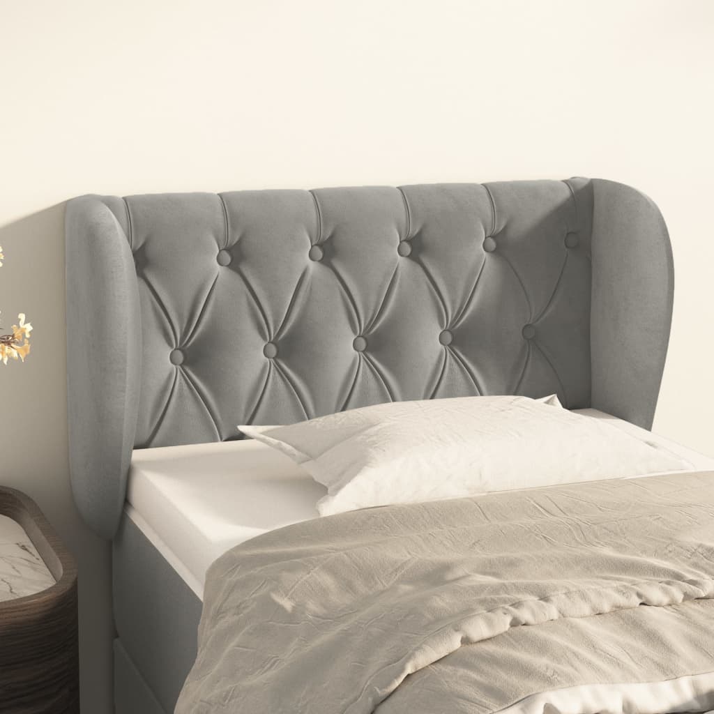 Kopfteil mit Ohren Dunkelblau 93x23x78/88 cm Samt
