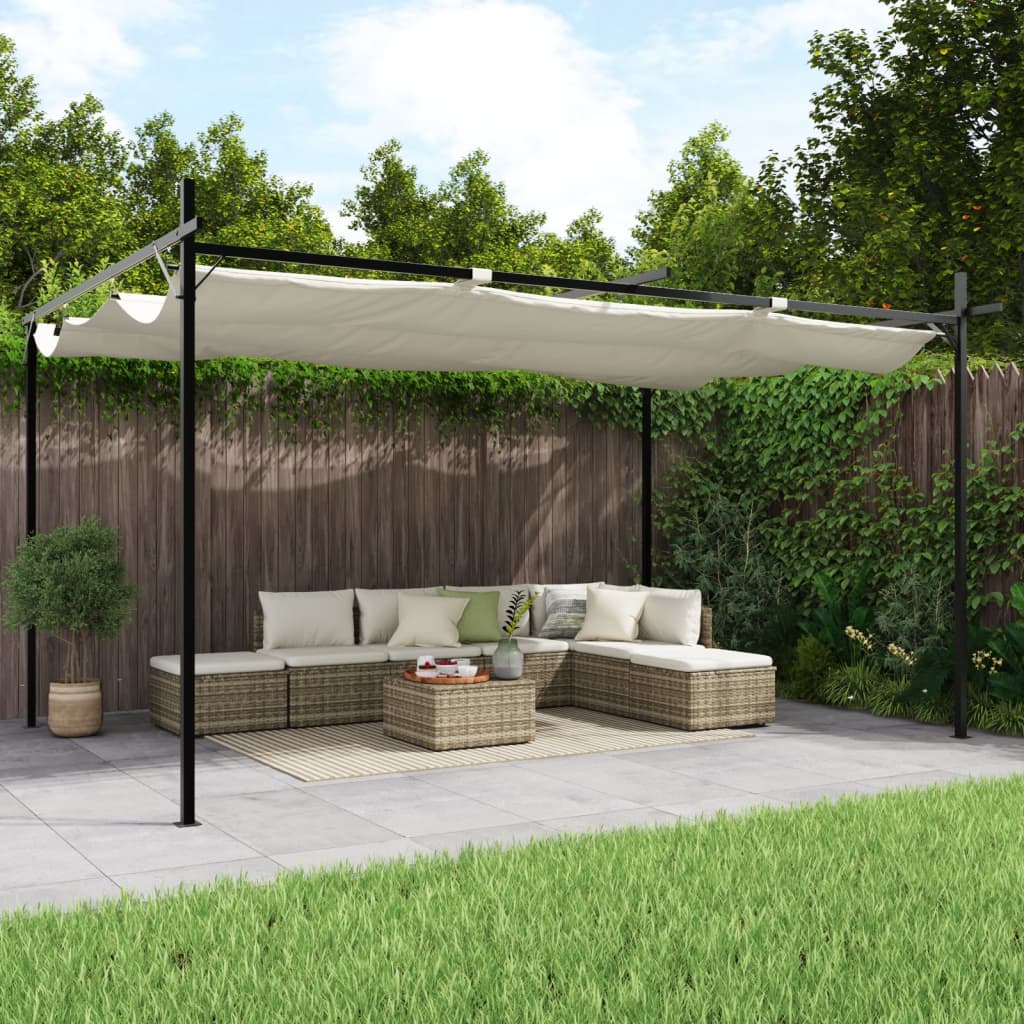 Pergola mit Schiebedach Creme 295x292x230 cm