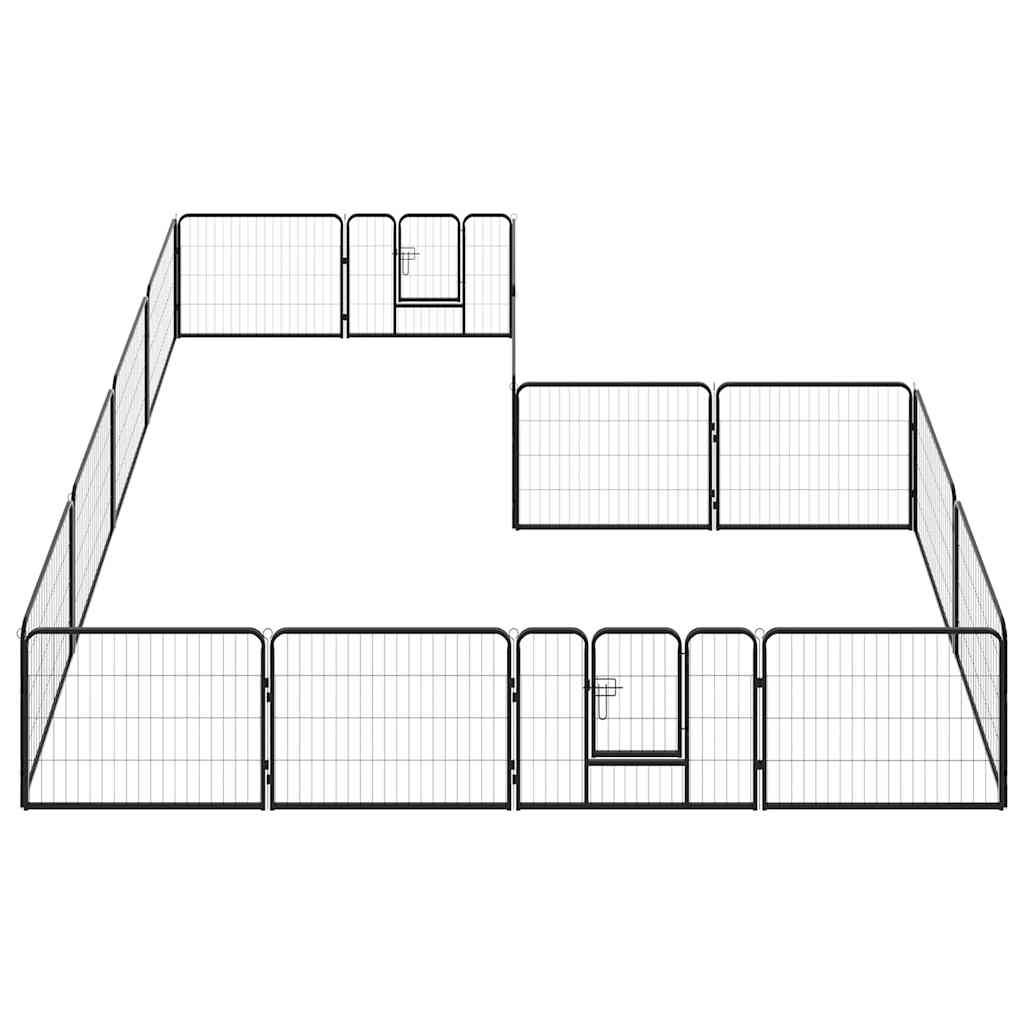 Hunde-Laufgitter 8 Paneele Stahl 60 x 80 cm Schwarz