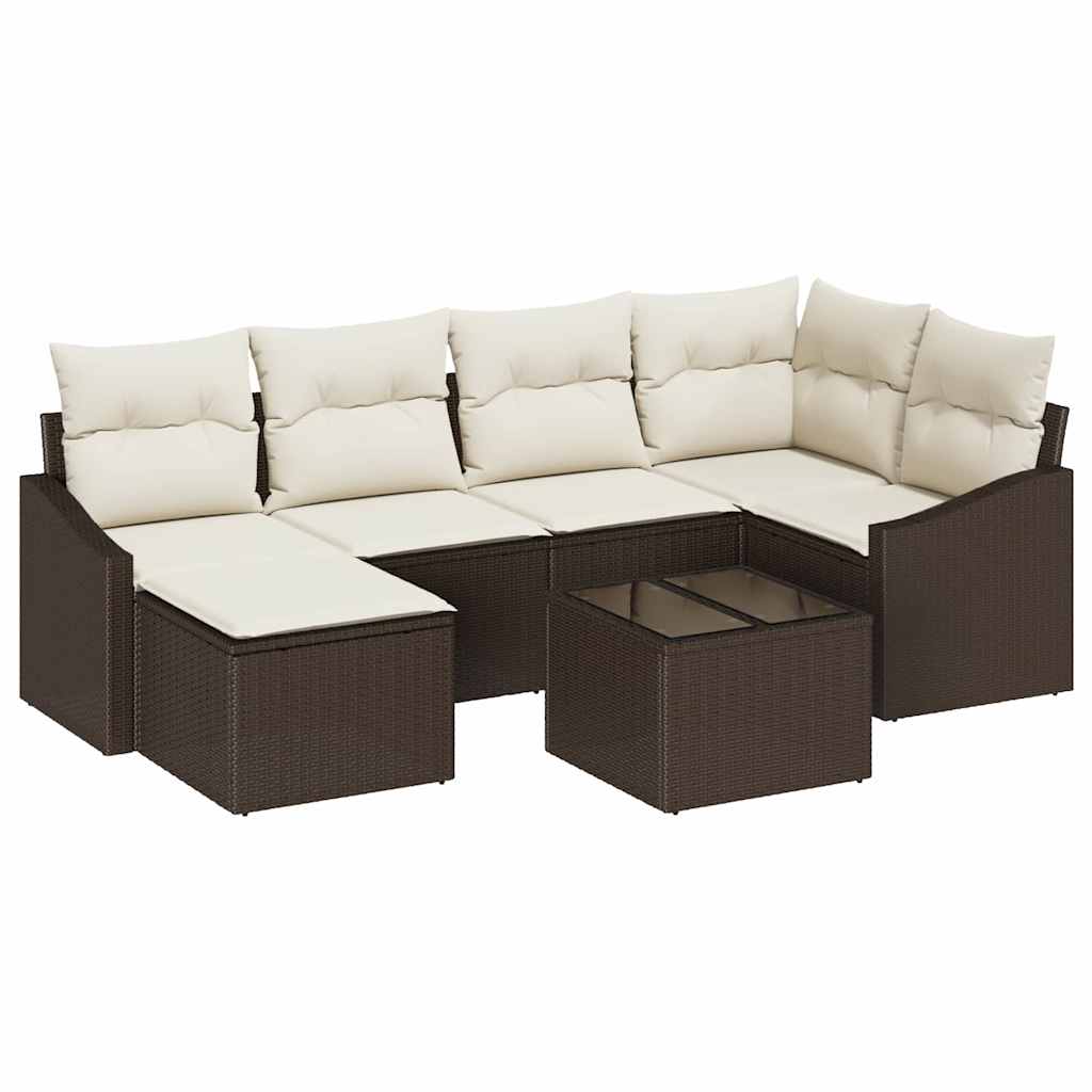 Garten Essgruppe mit Kissen 6 pcs Schwarz und Creme