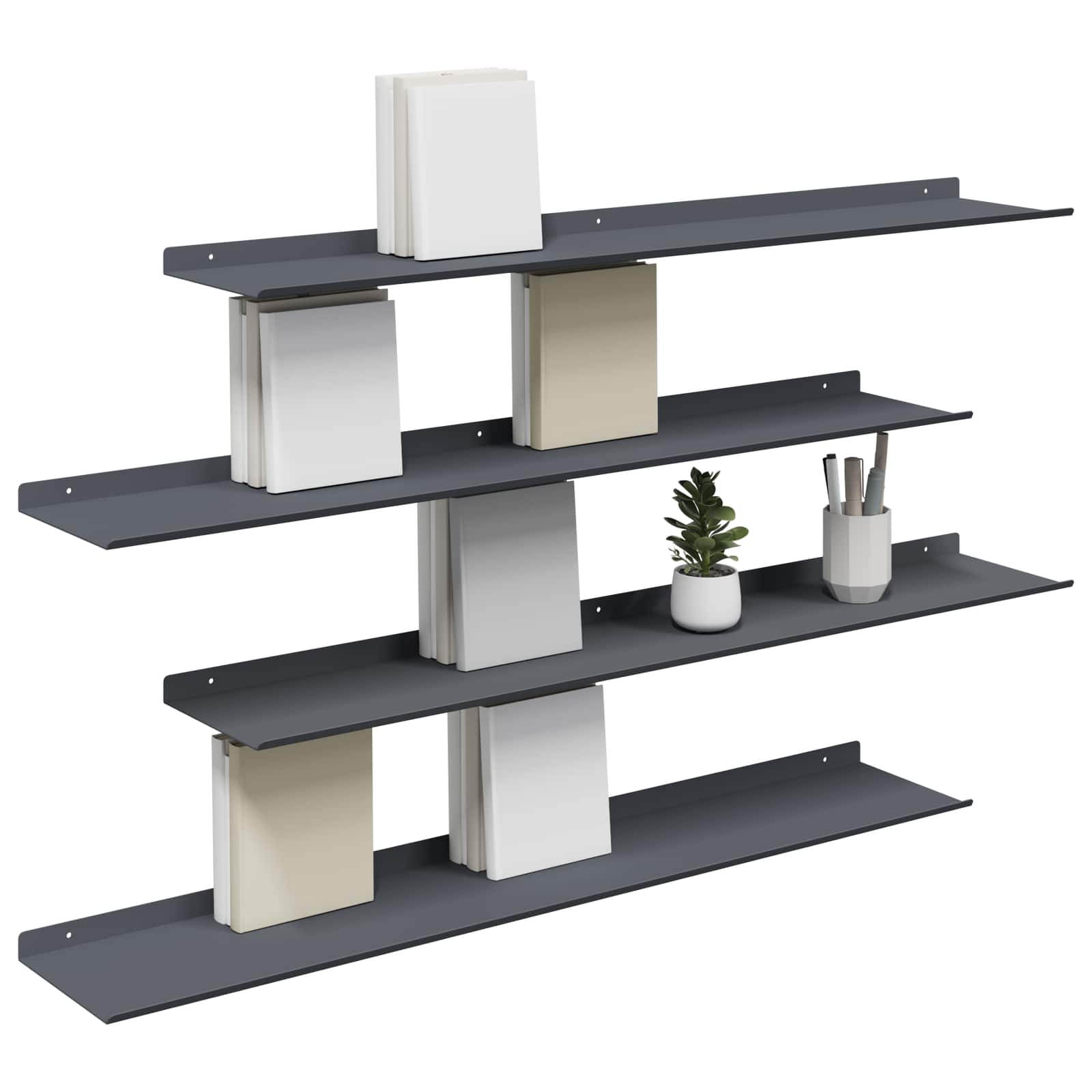 Schwebendes Regal 3 pcs Schwarz 40 x 9 x 2,5 cm Stahl