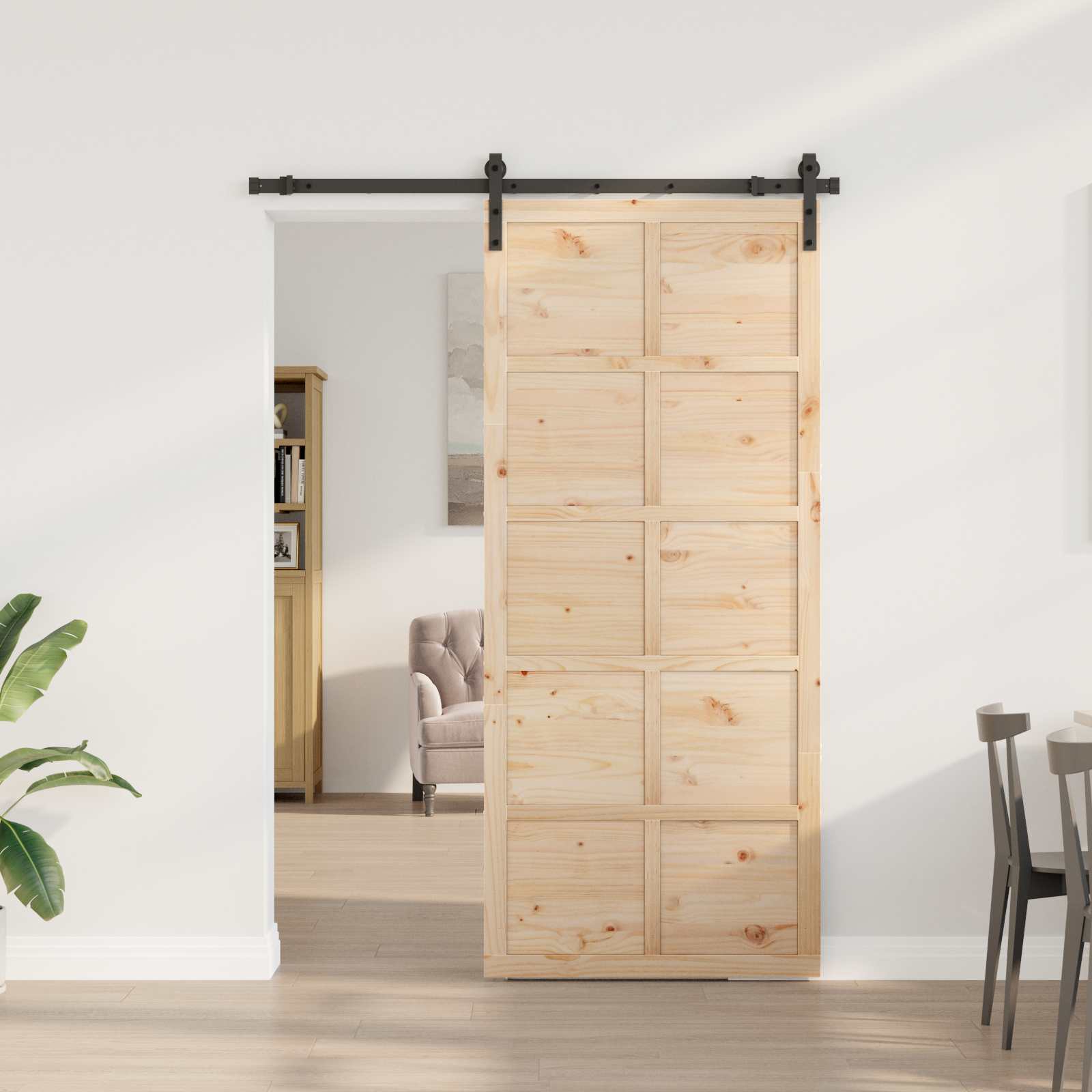 Schiebetür Natur 100 x 208 cm Massives Kiefernholz