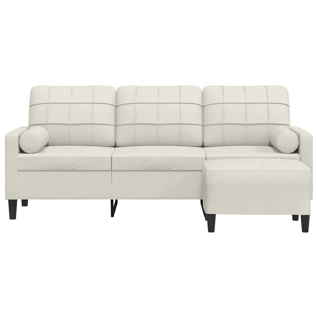 3-Sitzer-Sofa mit Hocker Hellgrau 180 cm Samt