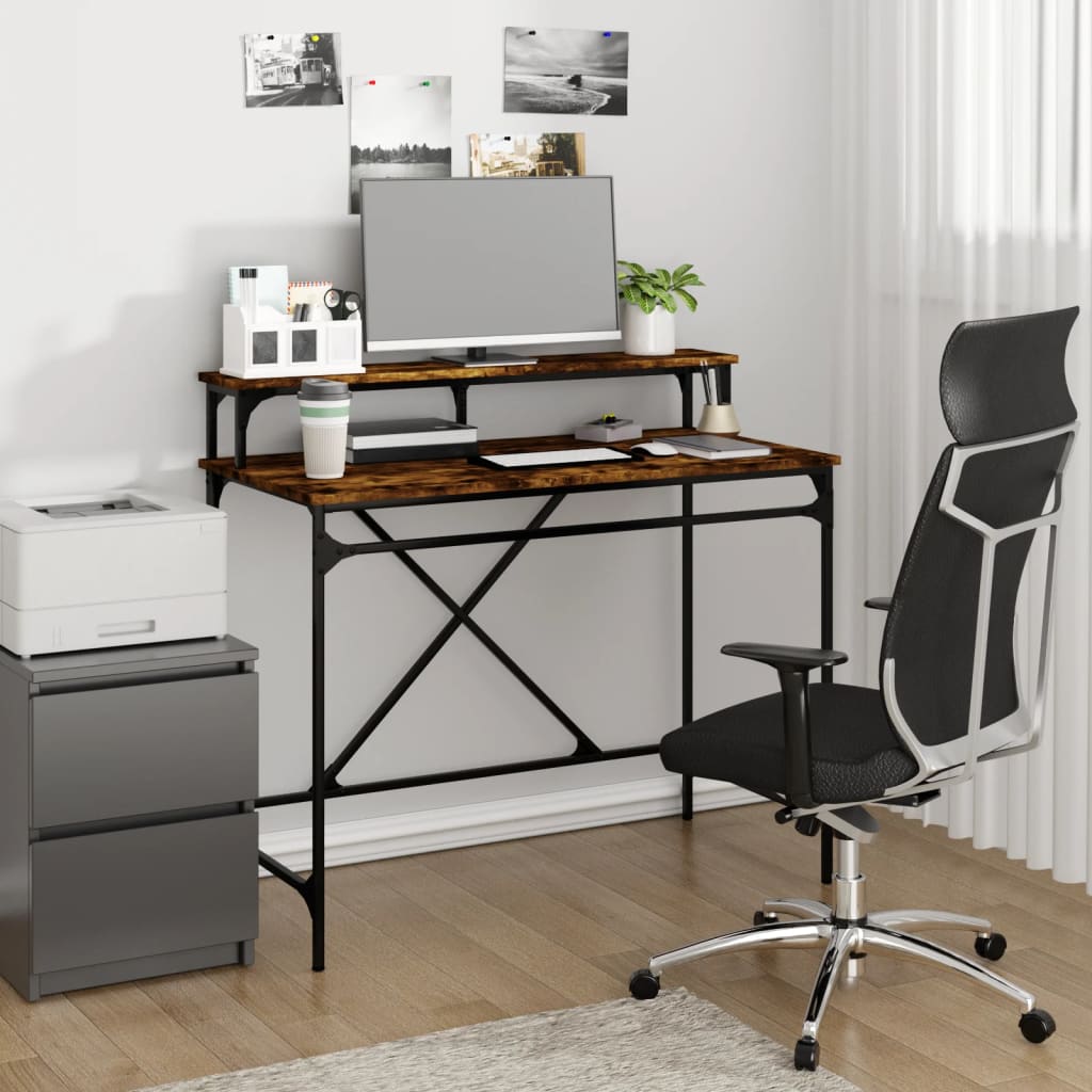 Schreibtisch Sonoma-Eiche 100x50x90 cm Holzwerkstoff und Eisen