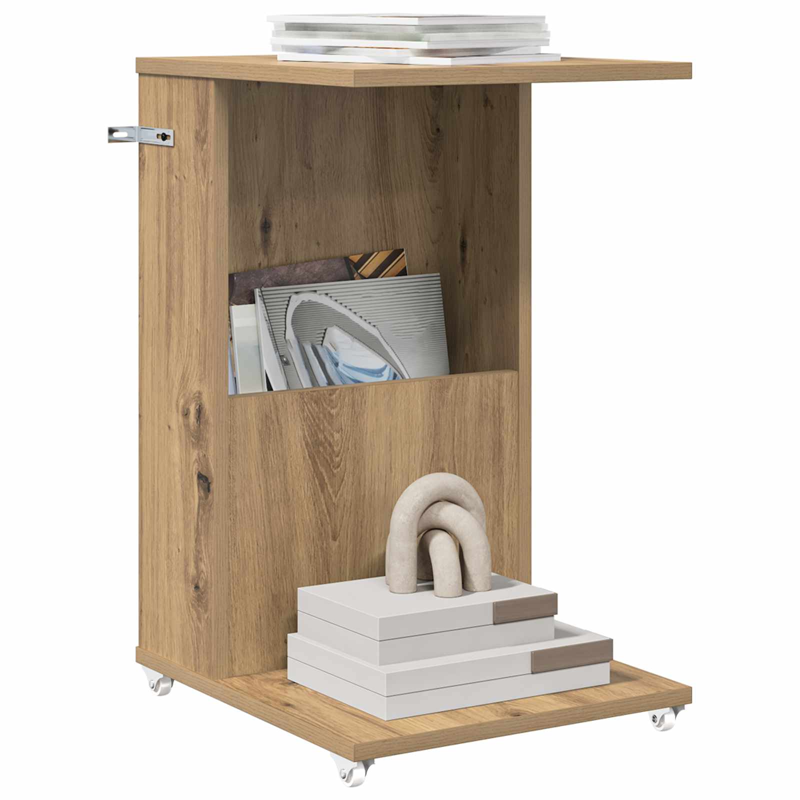 Beistelltisch Mit Rad Weiß 40 x 35 x 60 cm Holzwerkstoff