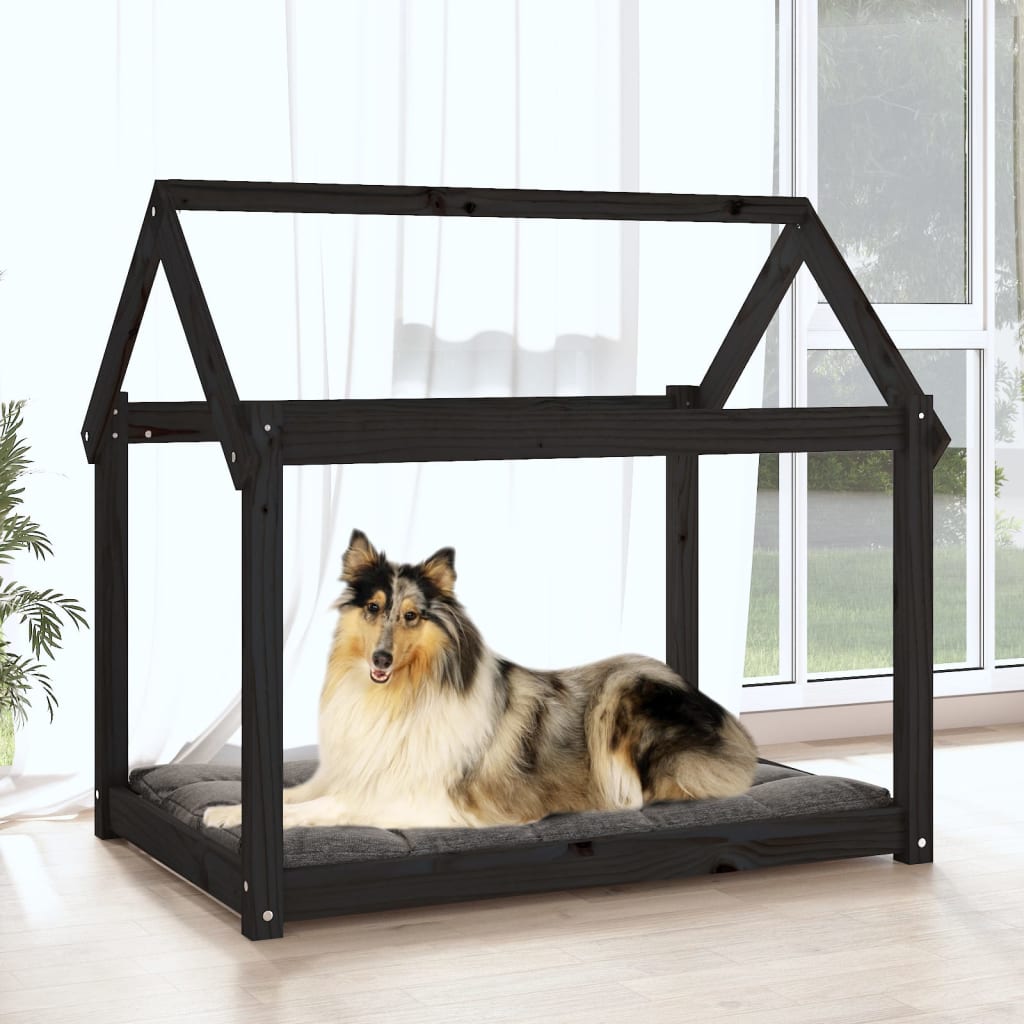 Hundebett Grau 61x50x70 cm Massivholz Kiefer